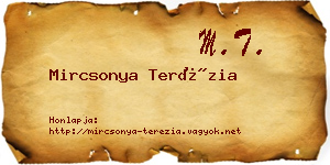 Mircsonya Terézia névjegykártya